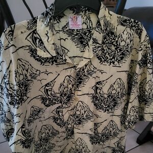 Rum Reggae Men's Vintage Cabana Hawaiian Shirt. SWORDFISH. Size Large